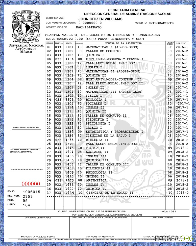 Mexique Universidad Nacional Autonoma de Mexico Secrétaire général